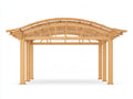 Pérgola de jardín de madera 400 x 300 x 270 cm - madera natural - estructura abierta con cubierta curva