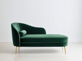 Chaise longue de terciopelo 180x80x85 cm - Verde oscuro y dorado - Diseño curvo para salón y dormitorio