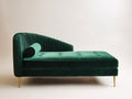 Chaise longue de terciopelo 180 x 80 x 82 cm - verde oscuro-dorado - diseño capitoné elegante para salón