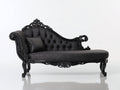 Chaise longue de madera y tejido 185x80x105 cm - Negro - Diseño clásico tallado para salón y dormitorio
