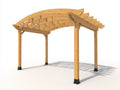 Pérgola de jardín de madera 360 x 300 x 260 cm - madera natural - estructura abierta con cubierta arqueada