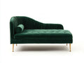 Chaise longue de terciopelo 180x80x85 cm - Verde oscuro y dorado - Respaldo curvo con diseño contemporáneo para salón y dormitorio