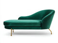 Chaise longue de terciopelo 170 x 78 x 85 cm - verde esmeralda y dorado - diseño curvo con respaldo envolvente