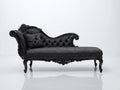 Chaise longue tapizada 180 x 78 x 92 cm - negro - diseño clásico con capitoné y estructura ornamentada
