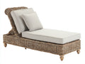Tumbona de ratán 200x75x90 cm - Marrón claro y blanco roto - Respaldo reclinable para jardín y terraza